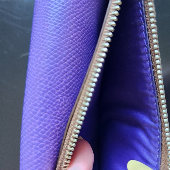 Coach 52628 Pop Slip Metallic Purple Iris Crossgrain Leather Envelope Wallet - Picture 11 of 13